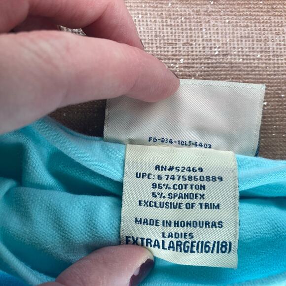 Vintage Y2K Faded Glory Double Layer built in bra cami tank turquoise blue XL - Picture 9 of 11